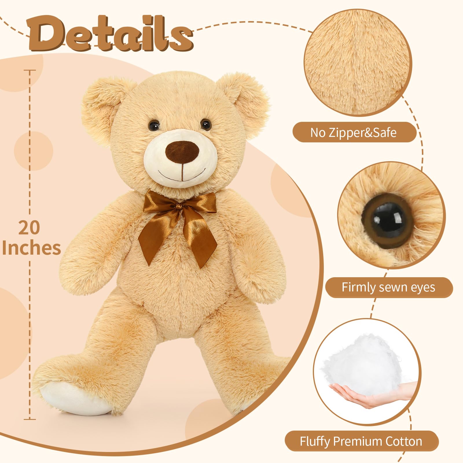 Amazon.com: MorisMos Teddy Bear Stuffed Animals, 20